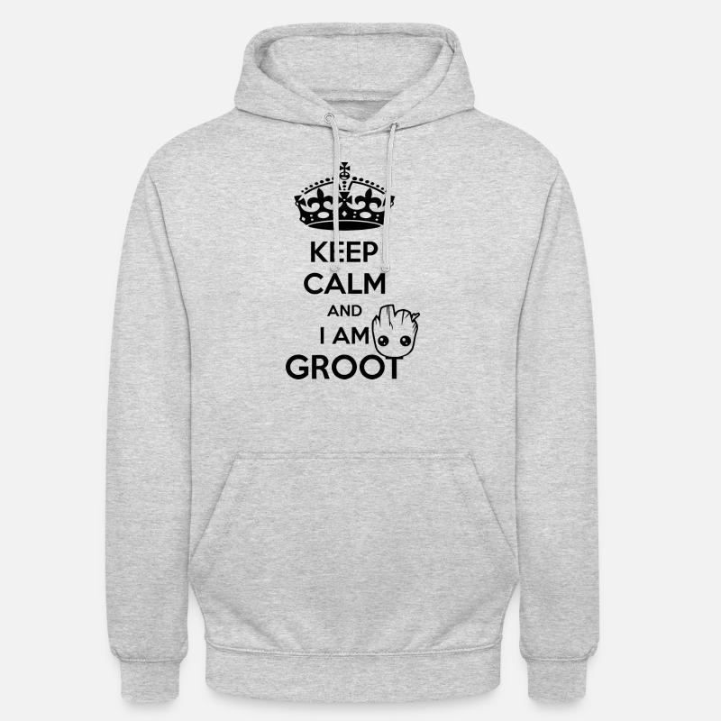 Keep Calm and I am Groot - Sweat-shirt à capuche unisexe - gris clair chiné