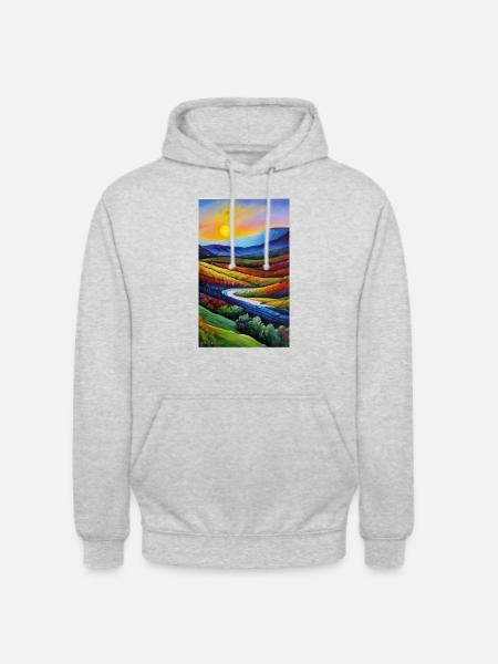 Bunter Impressionismus Aquarell Sonnenuntergang - Unisex Hoodie - Hellgrau meliert