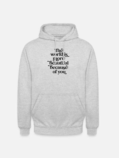 Welt schöner – Valentine Romantic Black - Unisex Hoodie - Hellgrau meliert