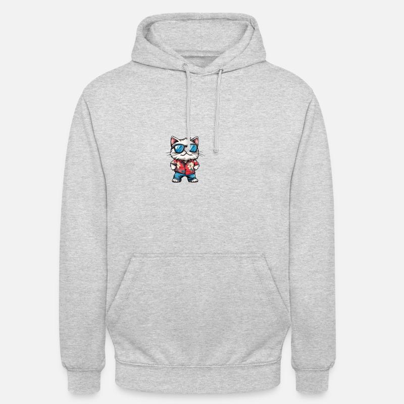 Katze Comic Cool Sommer - Unisex Hoodie - Hellgrau meliert