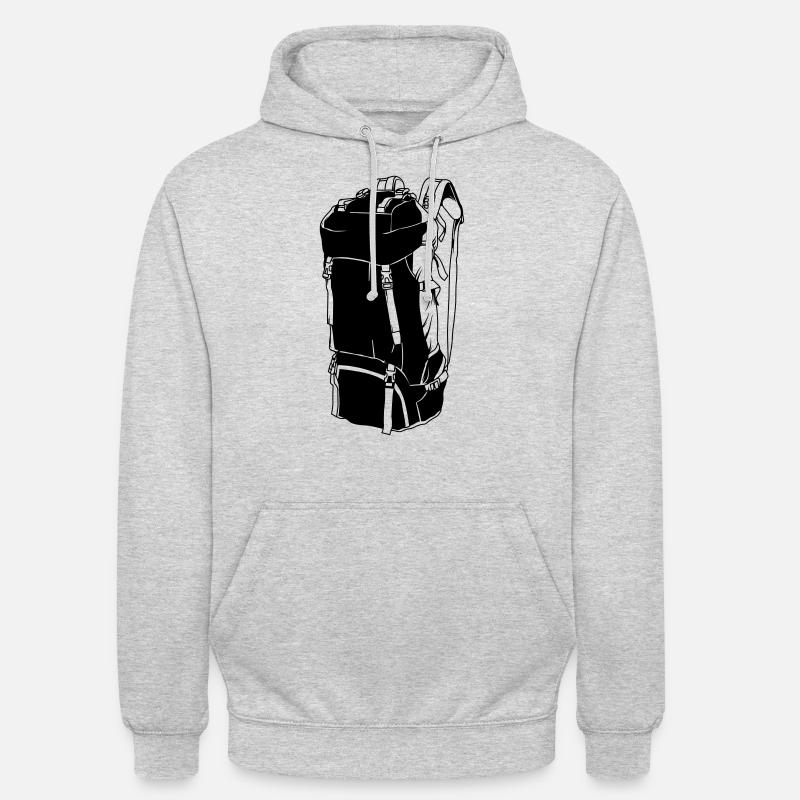 backpack camping backpacker icon - Unisex Hoodie - light heather grey