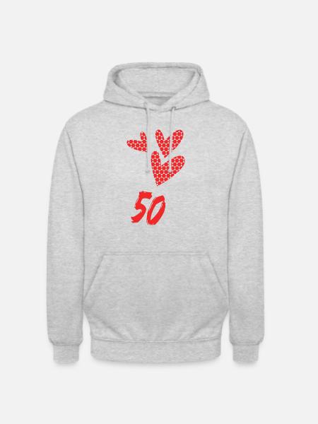 50. 50 ÅR. 50-årsjubileum. FÖDELSEDAG 50 ÅR. - Luvtröja unisex - ljusgråmelerad