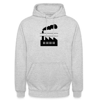 Factory with smoke name banner - Unisex Hoodie - light heather grey - Front - Alina (178cm) & Michal (187cm)