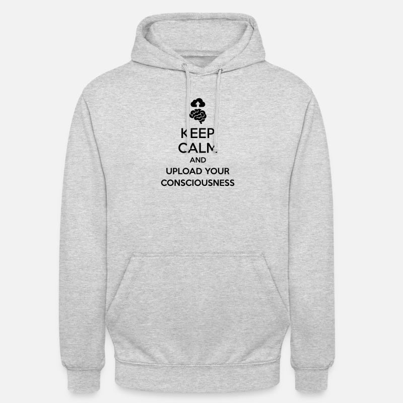 Lade dein Bewusstsein hoch – Sarkastischer Tech-Witz - Unisex Hoodie - Hellgrau meliert