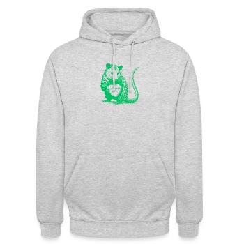 Absolument pas un opossum Cœur de la Saint-Valentin drôle - Sweat-shirt à capuche unisexe - gris clair chiné - Devant - Alina (178cm) & Michal (187cm)