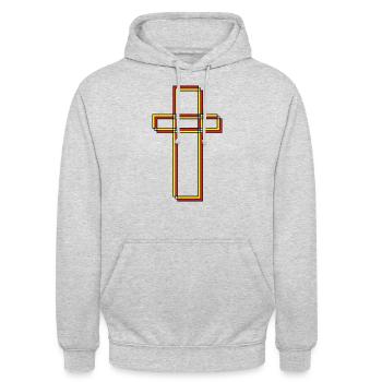kreuz flower - Unisex Hoodie - Hellgrau meliert - Vorne - Alina (178cm) & Michal (187cm)