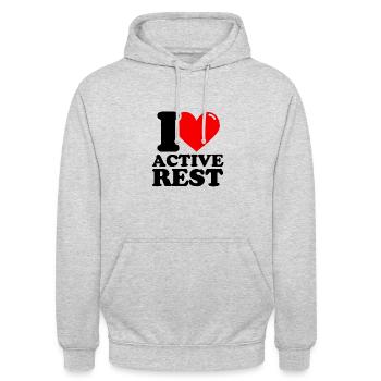 I Love Active Recreation - Fitness Haltérophilie l - Sweat-shirt à capuche unisexe - gris clair chiné - Devant - Alina (178cm) & Michal (187cm)