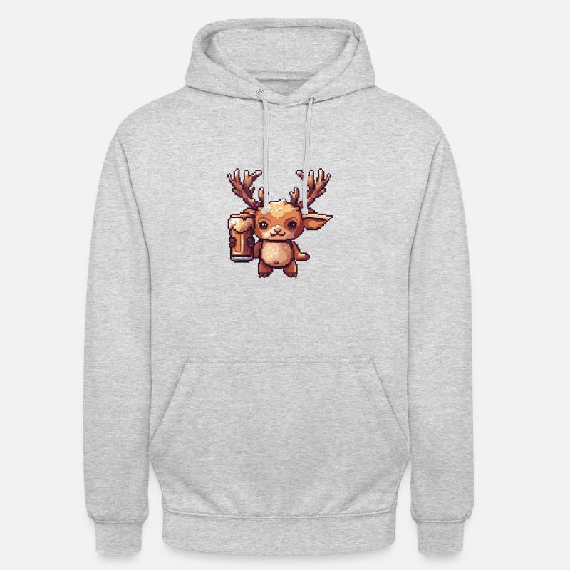 Hirsch Bier Pixel - Unisex Hoodie - Hellgrau meliert