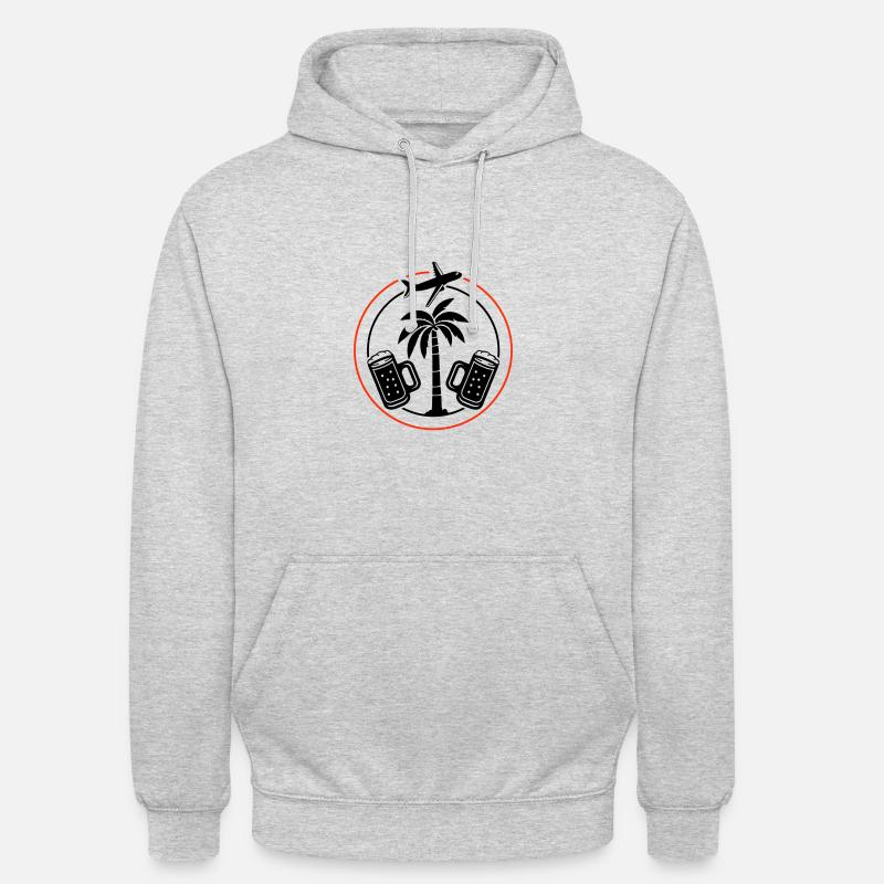 Bière, Palmiers, Vacances, Avion - Sweat-shirt à capuche unisexe - gris clair chiné