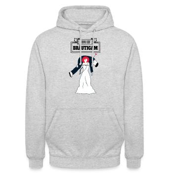 Bräutigam Junggeselle Polterer Junggesellen Herren - Unisex Hoodie - Hellgrau meliert - Vorne - Alina (178cm) & Michal (187cm)