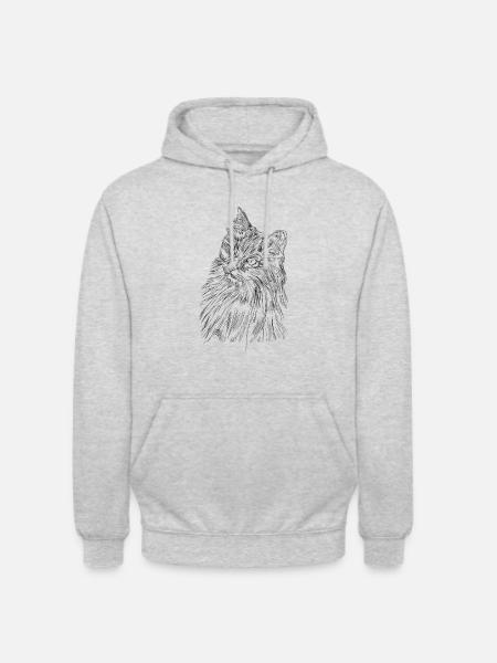 Süßes Katzengesicht - Unisex Hoodie - Hellgrau meliert