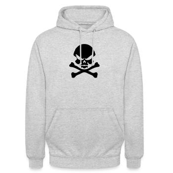 Une tête de pirate tête de mort. - Sweat-shirt à capuche unisexe - gris clair chiné - Devant - Alina (178cm) & Michal (187cm)