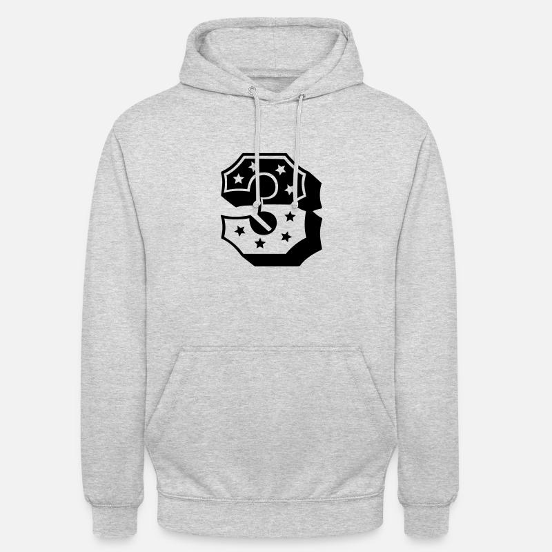 Numéro trois - Sweat-shirt à capuche unisexe - gris clair chiné
