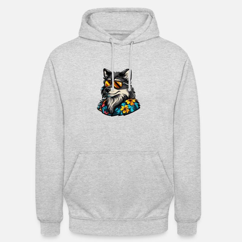 Wolf Comic Cool Sommer - Unisex Hoodie - Hellgrau meliert