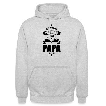 c'est qui le patron c'est papa - Sweat-shirt à capuche unisexe - gris clair chiné - Devant - Alina (178cm) & Michal (187cm)