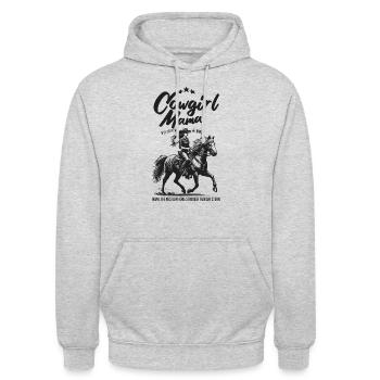 Western Reiten Mama Geschenk für Pferdeliebhaber - Unisex Hoodie - Hellgrau meliert - Vorne - Alina (178cm) & Michal (187cm)