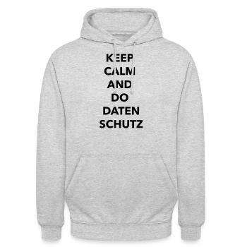 Keep calm and do Datenschutz - Unisex Hoodie - Hellgrau meliert - Vorne - Alina (178cm) & Michal (187cm)