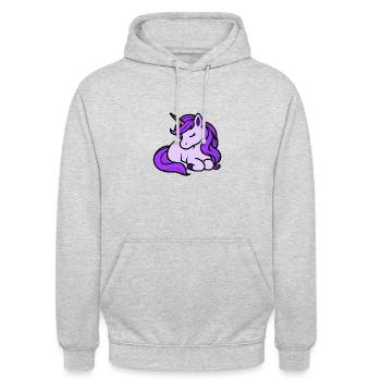 Märchen Lila Einhorn Pferd Pony Sterne Fantasie - Unisex Hoodie - Hellgrau meliert - Vorne - Alina (178cm) & Michal (187cm)