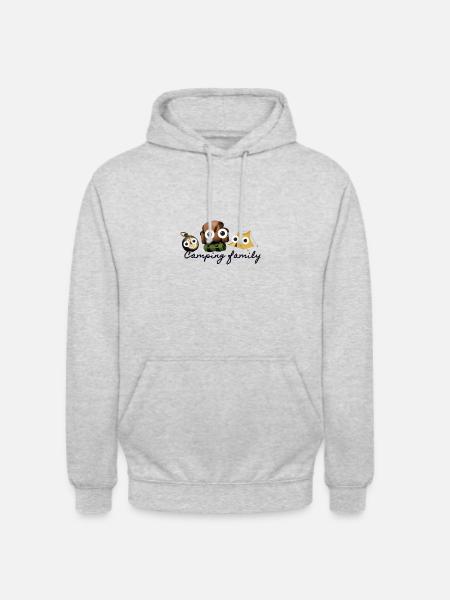 Camping, Family, Tent,Compass,Backpack - Unisex Hoodie - light heather grey