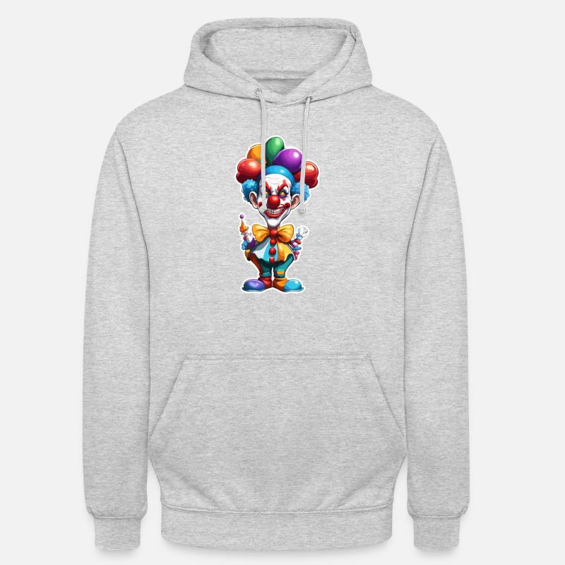 Clown / Cirque / Carnaval / Carnaval / Ludique - Sweat-shirt à capuche unisexe - gris clair chiné