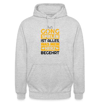 Gong Geschenke - Unisex Hoodie - Hellgrau meliert - Vorne - Alina (178cm) & Michal (187cm)