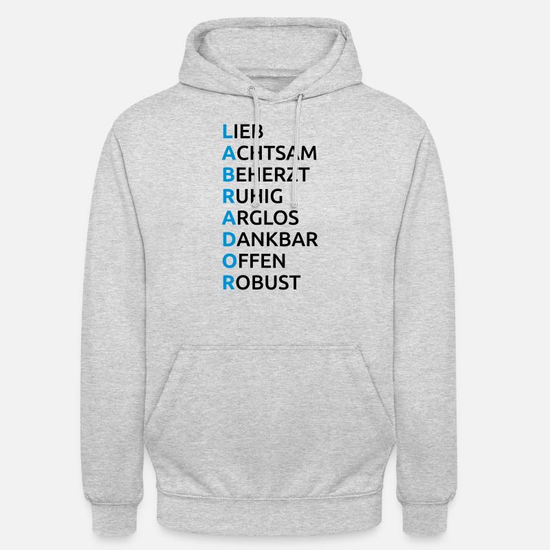 Labrador Eigenschaften Spruch - Unisex Hoodie - Hellgrau meliert