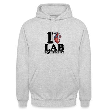 I love lab equipment - Unisex Hoodie - light heather grey - Front - Alina (178cm) & Michal (187cm)