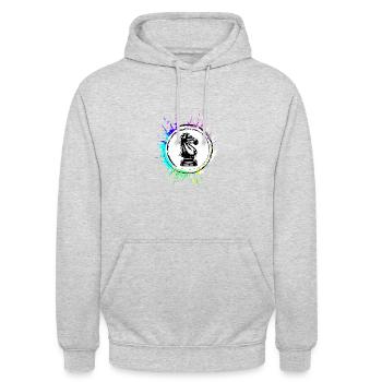 Pferd Schachfigur - Unisex Hoodie - Hellgrau meliert - Vorne - Alina (178cm) & Michal (187cm)