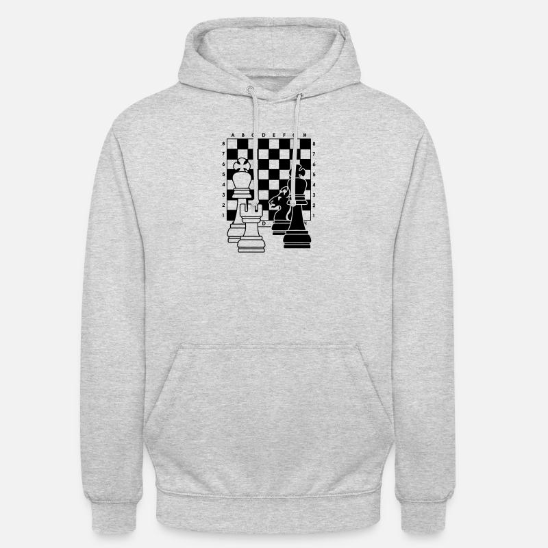 Échecs2 - Sweat-shirt à capuche unisexe - gris clair chiné