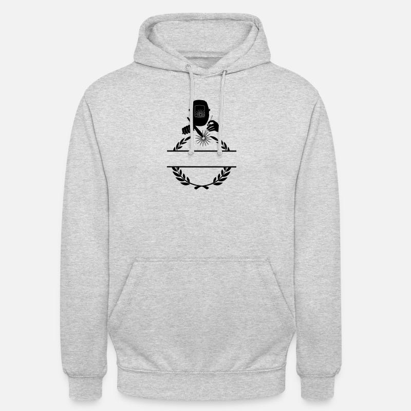 Schweißerlogo transparent mit Lorbeerkranz - Unisex Hoodie - Hellgrau meliert
