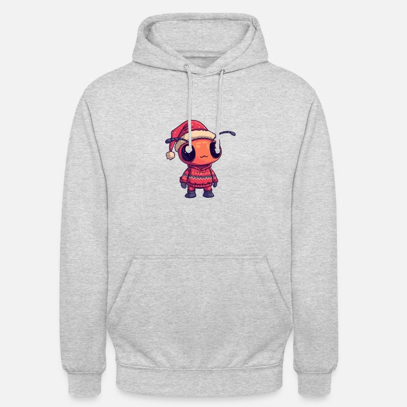Bande dessinée de Noël Ant - Sweat-shirt à capuche unisexe - gris clair chiné