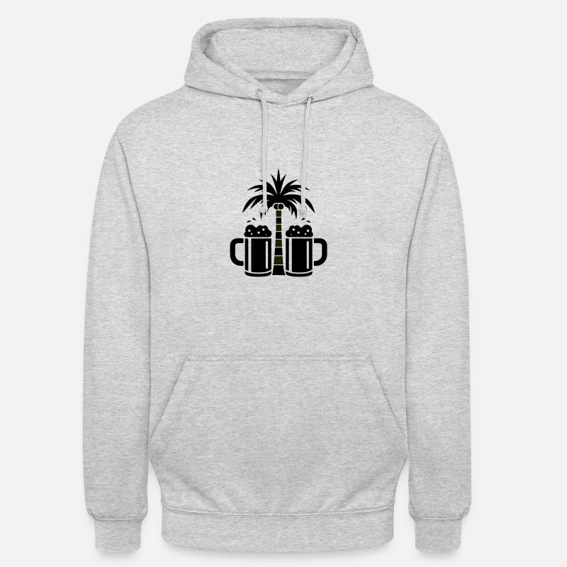 Bier Palmen Strand - Unisex Hoodie - Hellgrau meliert