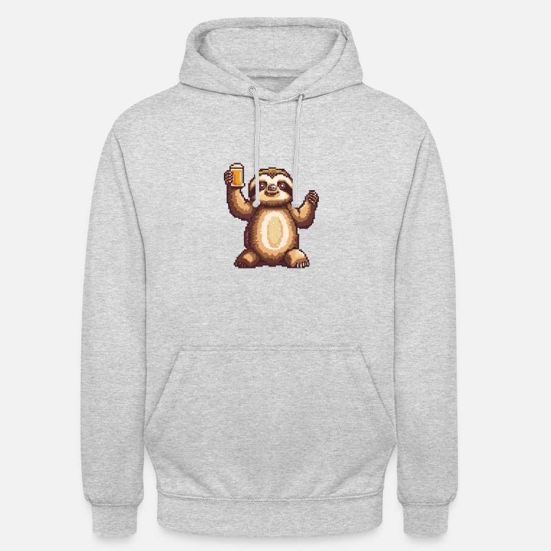 Sloth Beer Pixel - Unisex Hoodie - light heather grey