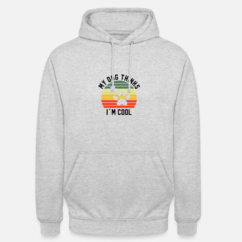Mon chien pense que je suis cool Tshirt chien chien - Sweat-shirt à capuche unisexe - gris clair chiné