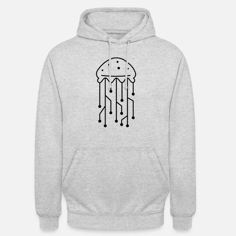 Qualle mit Leiterbahnen - Computer Mainboard - Unisex Hoodie - Hellgrau meliert