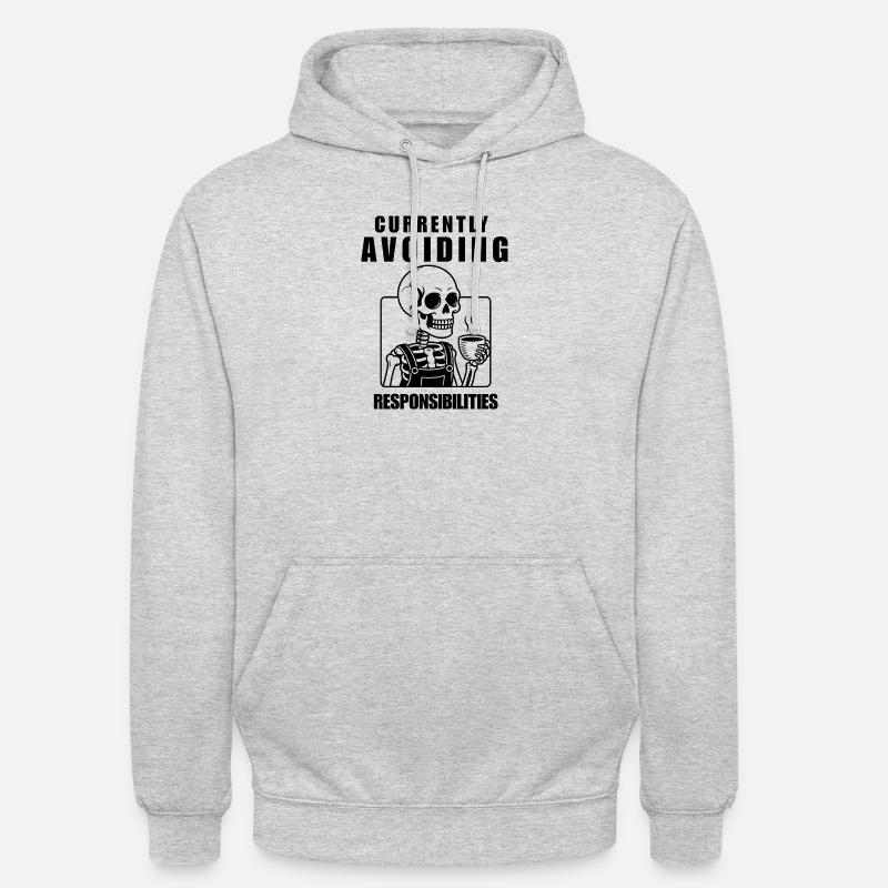 Currently Avoiding Responsibilities Skeleton - Unisex Hoodie - Hellgrau meliert