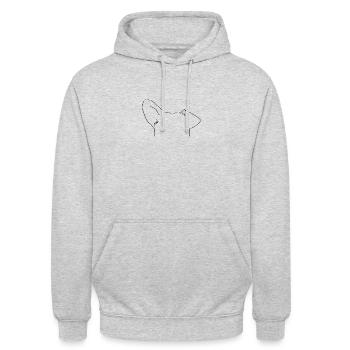 Hundeohren- Outline - Unisex Hoodie - Hellgrau meliert - Vorne - Alina (178cm) & Michal (187cm)