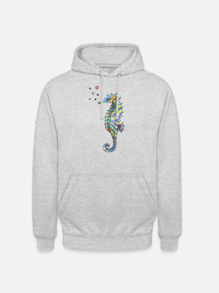 hippocampe - Sweat-shirt à capuche unisexe - gris clair chiné