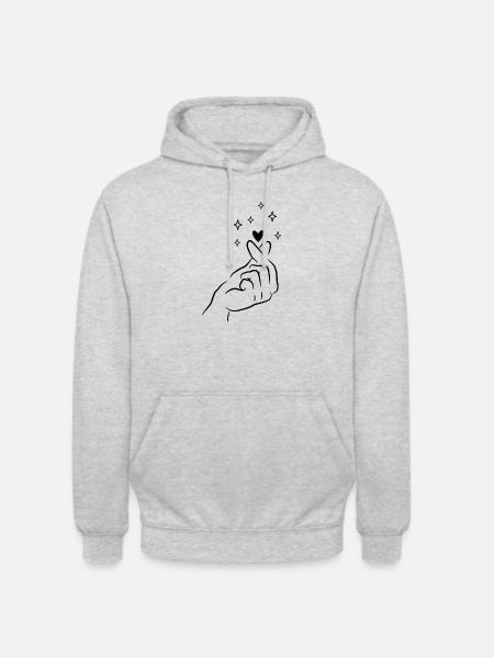 Finger Heart Korean K Pop - Unisex Hoodie - light heather grey