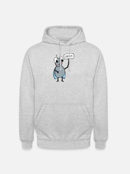 Fliege mit DEMO Schild - Unisex Hoodie - Hellgrau meliert
