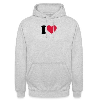 I Love / I Heart - Sweat-shirt à capuche unisexe - gris clair chiné - Devant - Alina (178cm) & Michal (187cm)