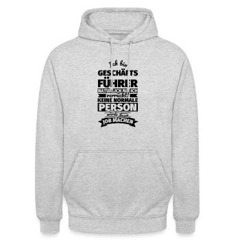 Geschäftsführer Geschenke - Unisex Hoodie - Hellgrau meliert - Vorne - Alina (178cm) & Michal (187cm)