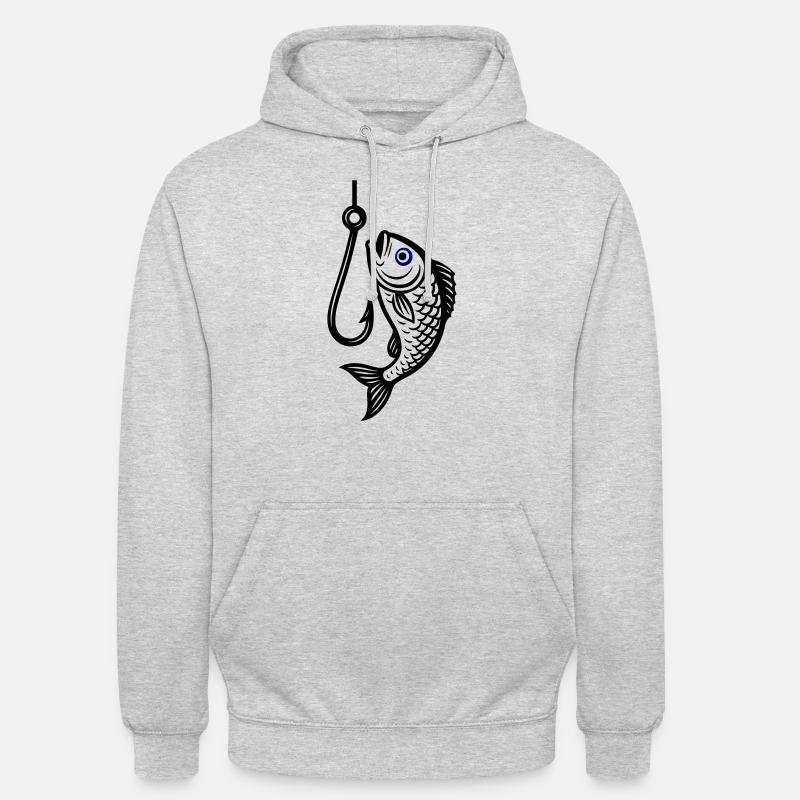 Hameçon Icône de poisson - Sweat-shirt à capuche unisexe - gris clair chiné