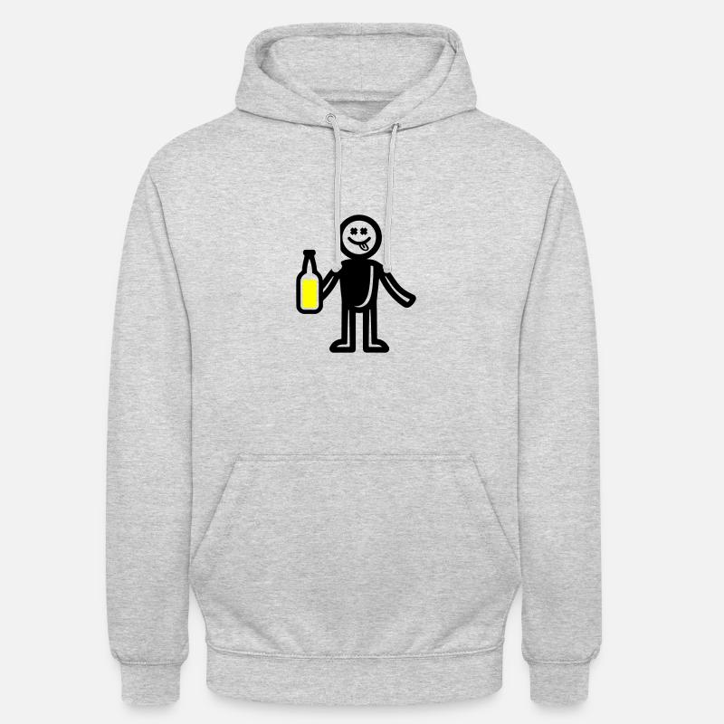 Silhouette buvant de la bière - Sweat-shirt à capuche unisexe - gris clair chiné