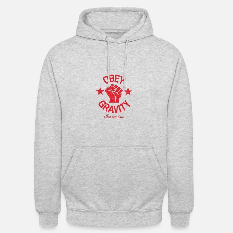 Obéir à la gravité - C'est la loi (rouge) - Sweat-shirt à capuche unisexe - gris clair chiné