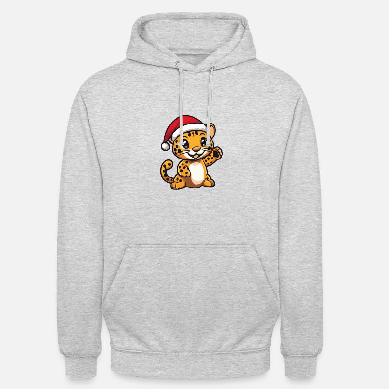 Noël léopard mignon - Sweat-shirt à capuche unisexe - gris clair chiné
