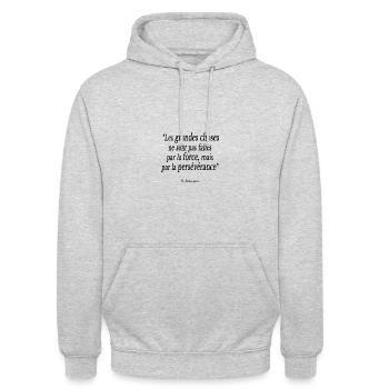 persévérance travail belle citation inspirante - Sweat-shirt à capuche unisexe - gris clair chiné - Devant - Alina (178cm) & Michal (187cm)