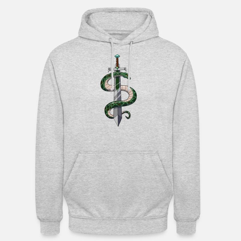 Épée et serpent - Sweat-shirt à capuche unisexe - gris clair chiné