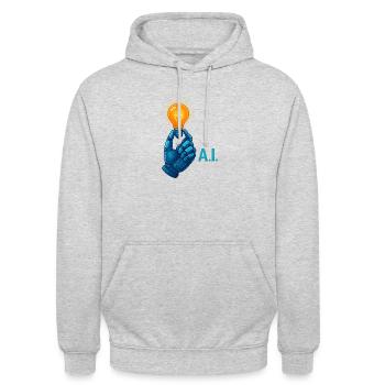 ai tech statement with cool vibe funny - Unisex Hoodie - light heather grey - Front - Alina (178cm) & Michal (187cm)