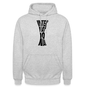 Frankfurt International - Unisex Hoodie - Hellgrau meliert - Vorne - Alina (178cm) & Michal (187cm)